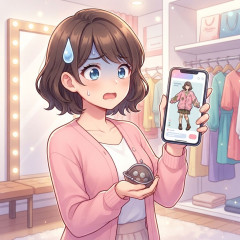 メルカリに追加された「着用イメージを生成」機能、どんなに可愛い服も激ダサくなって購買意欲が失せるので金欠の際に重宝してる