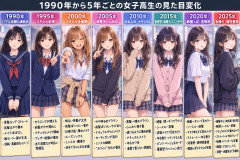 【画像】年代別JKファッション移り変わりがコチラｗｗｗｗｗ
