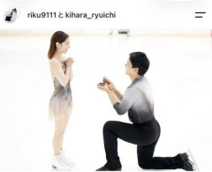 【画像】りくりゅうペアが婚約発表！リンク上で木原氏が三浦さんに指輪