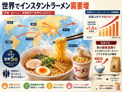 世界でインスタントラーメンの需要高まる。日本でもコメ価格が上昇し代替食品として需要が評価