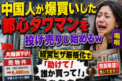 中国人が爆買いした都心タワマンを投げ売りし始めるw経営ビザ厳格化で「助けて！誰か買って！」と嗚咽