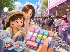 「キーボードキーホルダー」ストレス発散で使う小学生も！夏休みの原宿で大行列