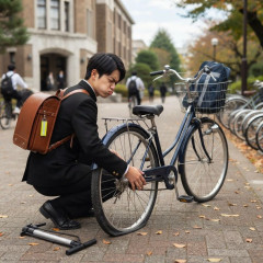 自転車通学のパンク