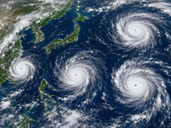 日本近海で異例の4つ同時「クアドラプル台風」発生　8月では32年ぶり、過去に5つも