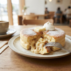 「むさしの森珈琲」でパンケーキ頼んだら中がベチャベチャで「これ焼けてますか？」と確認したが「焼けてます。これで正常です」→どう見ても危なそうだが、同様...