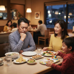 夫が家族での外食に乗り気ではない