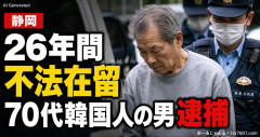 【静岡】26年間不法在留 70代の韓国人の男を逮捕 2000年から不法に日本に在留 異名を使い日雇いのアルバイトをしていたか 焼津
