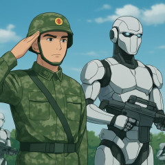 中国人さん、人型ロボット兵士が軍事訓練を行うAIプロパガンダ動画を作成する