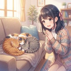 ソファで爆睡する3匹の愛猫⇨そっくりすぎる寝姿に「これはアンモニャイト」「おはぎ3個パック」の声