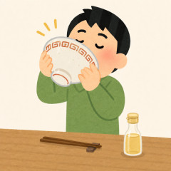 ラーメンのスープにお酢入れて飲み干してる