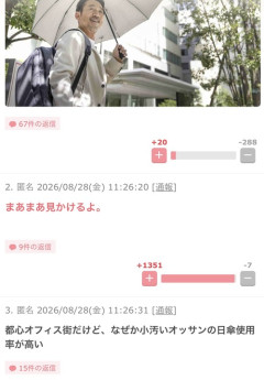 【画像】日傘男子、女性からとんでもない評価をされてしまうｗｗｗｗｗ