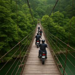 十津川村のつり橋、観光客らのバイク通行で落橋の危機…歩行者専用道でないため警察は取り締まれず   #奈良 |  撮り鉄とどっちが悪いの？  |  これをバイクで渡るのはアカンやろ