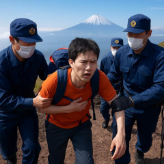 海抜0メートルから富士山頂登山に挑戦の千葉県の男子大学生下山中に体調崩し県警が救助＝静岡