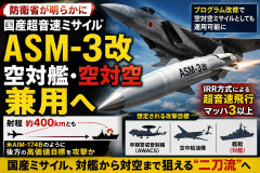 【速報】空自の新型対艦ASM-3改ミサイル、対空も可能と判明「他国に例を見ない超音速飛行性能に、空対空と空対艦兼用という運用の柔軟性が加わる変態兵器」
