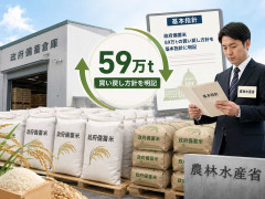 政府備蓄米 59万t買い戻し方針を指針に明記 農水省