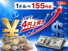 円急騰し1カ月ぶり155円台　1日で4円上昇、円安是正に思惑