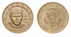トランプ大統領の顔を刻んだ「金色の1ドル硬貨」が登場　金の含有量はゼロ