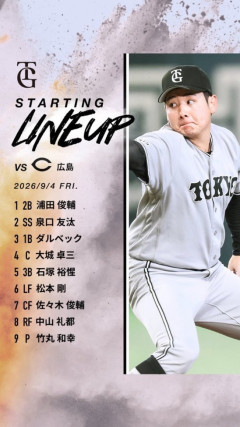 【広島対巨人18回戦】3（一） ダルベック　4（捕） 大城 卓三　5（三） 石塚 裕惺