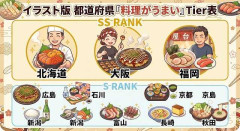 都道府県「料理がうまい」Tier表作ったｗｗｗ