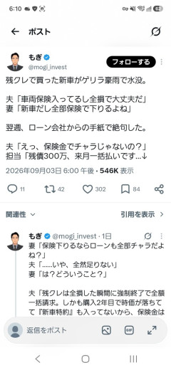 【悲報】残クレ民「浸水で車動かなくなっちゃった…」→とんでもない追い打ちをかけられるｗｗｗｗｗ