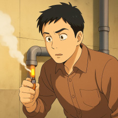 中国人さん、ガスが漏れているのか確認しようとライターに火をつける →