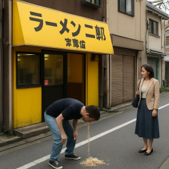 ラーメン二郎・京都店 大盛り食べた客が近所で嘔吐→「15分以内で完食」ルール設定も「流石に短い」「自己責任」と賛否   |  大盛200円増しの二郎系の店で