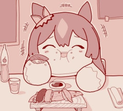 【ウマ娘】寿司を頬張るこきゅーと。「良いもん食いやがって…」