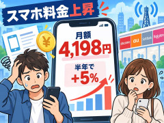 スマホの月額利用料、半年で5%上昇の4198円　各社の値上げ波及