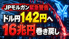 【緊急】JPモルガン「ドル円は142円まで下落する」16兆円の円ショート巻き戻しへｗｗｗｗｗｗ