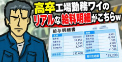 【画像】高卒工場勤務ワイのリアルな給料明細がこちらｗ