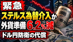 【緊急】日本政府、ステルス為替介入か…外貨準備6.2%減で「ドル円防衛」の代償がヤバすぎるwwwwww