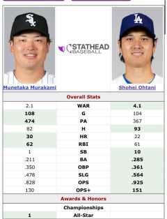【MLB】大谷翔平と村上宗隆の初年度成績を比べた結果WWWWWWWWWWWWWWWWWWW