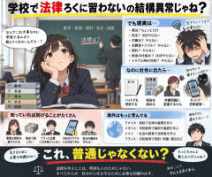 学校で法律をろくに習わないの、結構異常じゃね？「知らなかった」では済まないのに