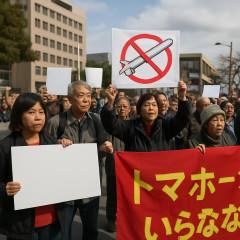 「トマホークはいらない」佐世保の市民団体、海自艦への配備計画巡り抗議集会