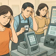 「店員の仕事だったことを、なぜ客が？」セルフレジやQR・タッチパネル注文に疲弊する人々の声。操作方法もバラバラで困惑