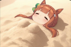 【ウマ娘】大きな山が2つ…！？ 砂浴でご満悦なスズカさんw