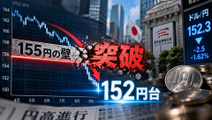 ドル円、一時152円台ｗｗｗ 日米が介入しても破れなかった「155円の壁」を突破