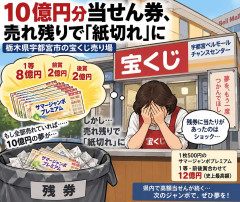 10億円分当せん券、売れ残りで「紙切れ」に　栃木県宇都宮市の宝くじ売り場