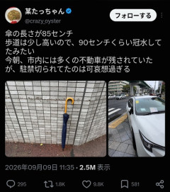 【悲報】愛知の水没車、駐禁を切られてしまうｗｗｗｗ