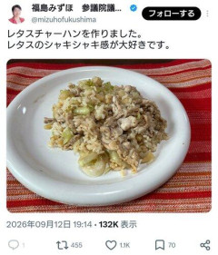 【悲報】福島みずほさん、怒りのレタスチャーハン再投稿