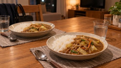 【夫婦・料理】仕事から帰宅したばかりの人間を座らせもせずに飯作らせて…　たいそうなご飯が出てくると思うなよ