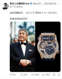 【画像】ビートたけしの腕時計、5544万円
