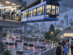 千葉モノレール、記録的豪雨でも通常運行で存在感 臨時便で一時滞在施設に送り届ける
