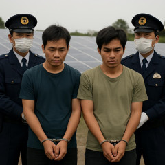 太陽光施設から5500万円相当の銅線ケーブルを盗んだとして、ベトナム国籍の男2人を逮捕 福井   #13�d