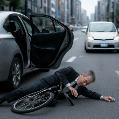 止まっていた車が開けたドアに自転車が衝突、転倒した、会社役員の男性（59）が後続車にはねられ死亡…渋谷の明治通り   #東京 |  車道は動いてる順に悪いのよ