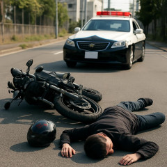 東淀川区でバイク転倒、運転手の３０歳男性が死亡 覆面パトカーの追跡を高速度で振り切った直後に   #大阪