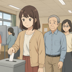 沖縄県知事選挙、午後2時現在の投票率15.92％、前回同時刻を1.92ポイント上回る   |  投票所で、NHKが出口調査してるみたいだね。