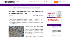 【悲報】日本、ついに100歳以上の高齢者の人口が10万人超える