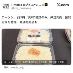 【悲報】ローソンの弁当、おかずとご飯の比率がおかしすぎる