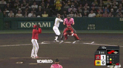【阪神対広島22回戦】阪神、1回裏1アウト二三塁から佐藤輝明の犠牲フライで同点に追いつく！！！！！！！！！！！！！！